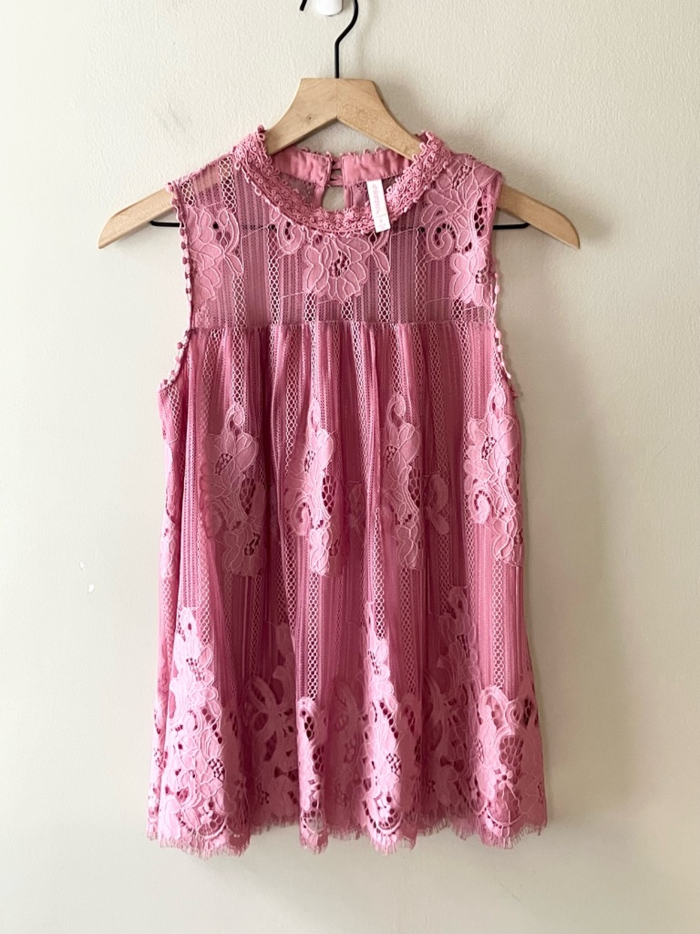 XHILARATION Pink High Neck Lace Tunic
